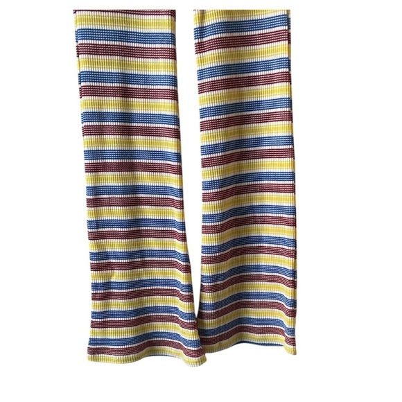 ZARA Y2K Ribbed Knit Pants Boho Flare Multicolor Striped Elastic Waist Size S - Picture 5 of 7